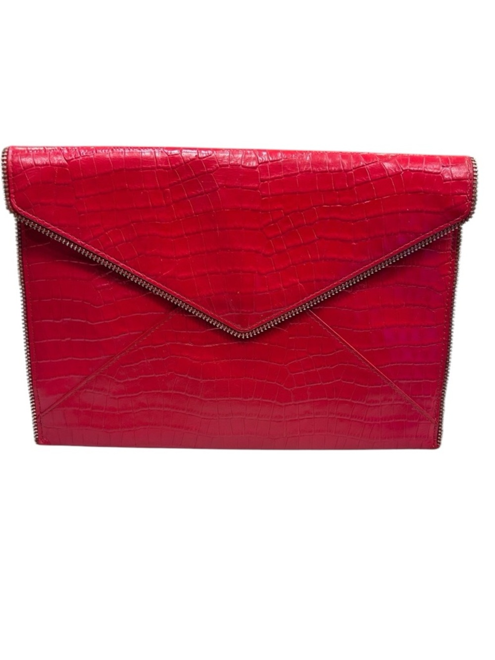 Rebecca Minkoff red envelope clutch.